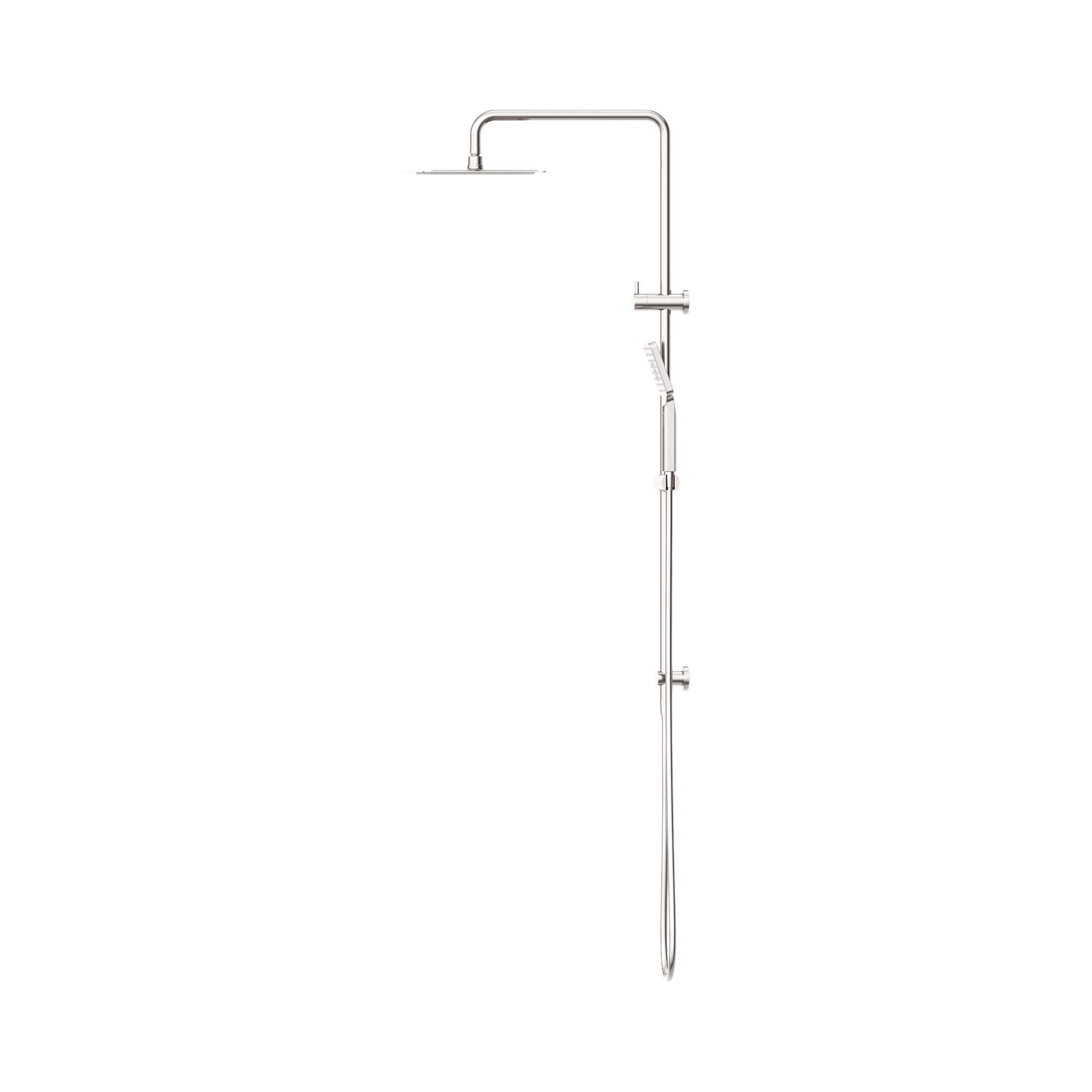 NERO SQUARE PROJECT TWIN SHOWER 250MM BRUSHED NICKEL