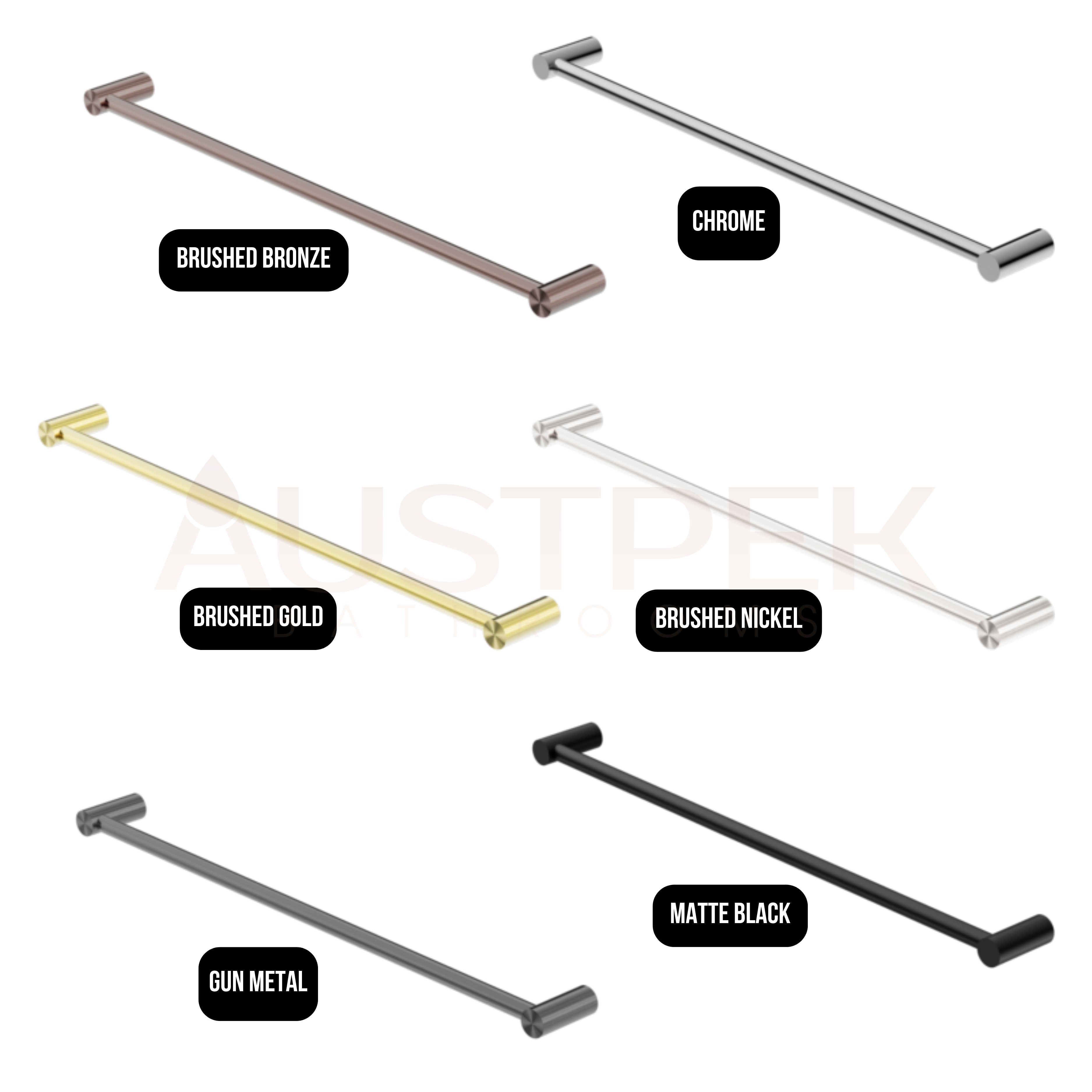 NERO MECCA SINGLE NON-HEATED TOWEL RAIL BRUSHED BRONZE (ALSO AVAILABLE IN 600MM AND 800MM)