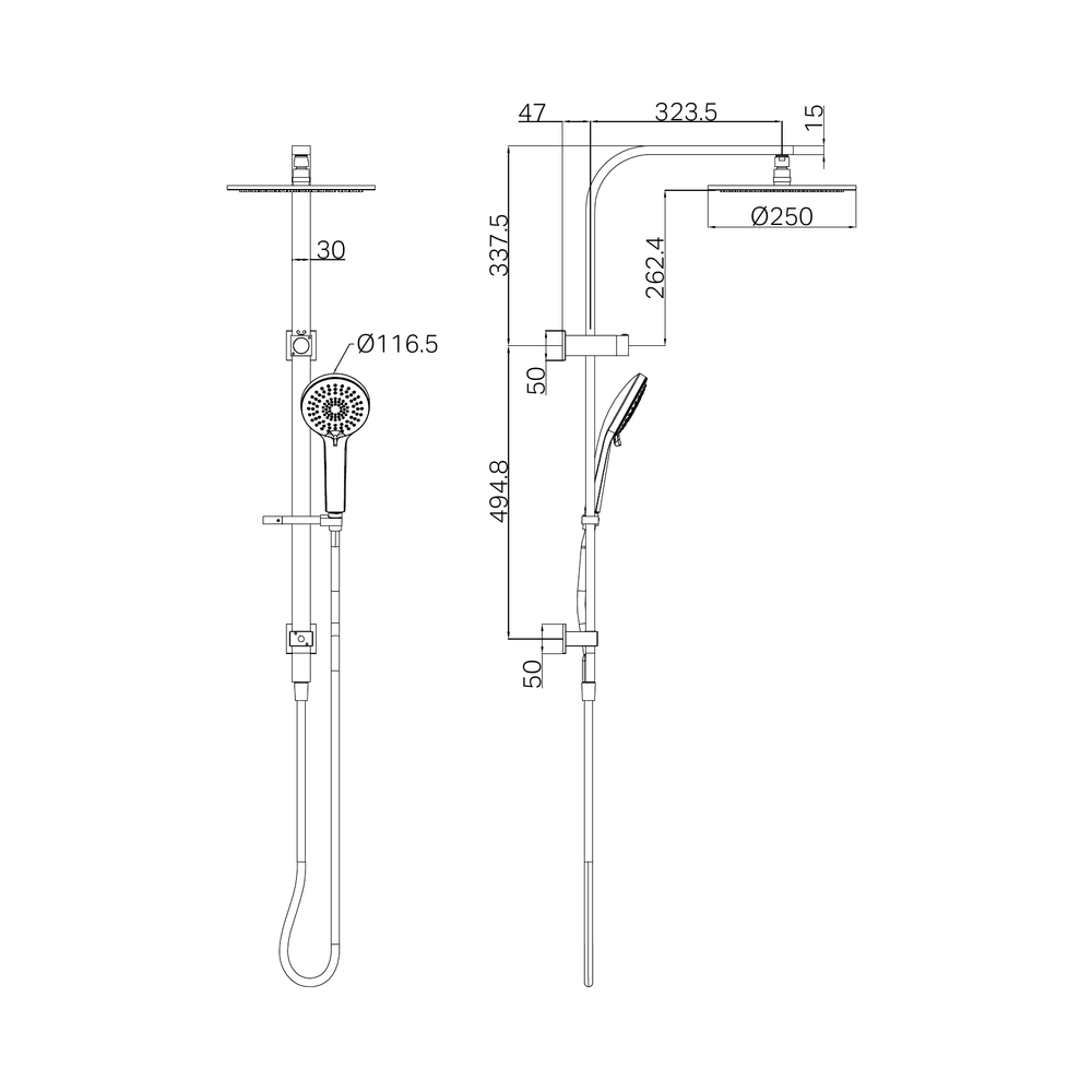 NERO BIANCA TWIN SHOWER 832MM GUN METAL