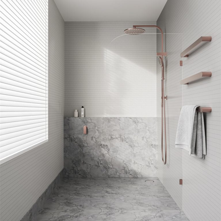 NERO BIANCA SINGLE HEATED TOWEL RAIL BRUSHED BRONZE 632MM