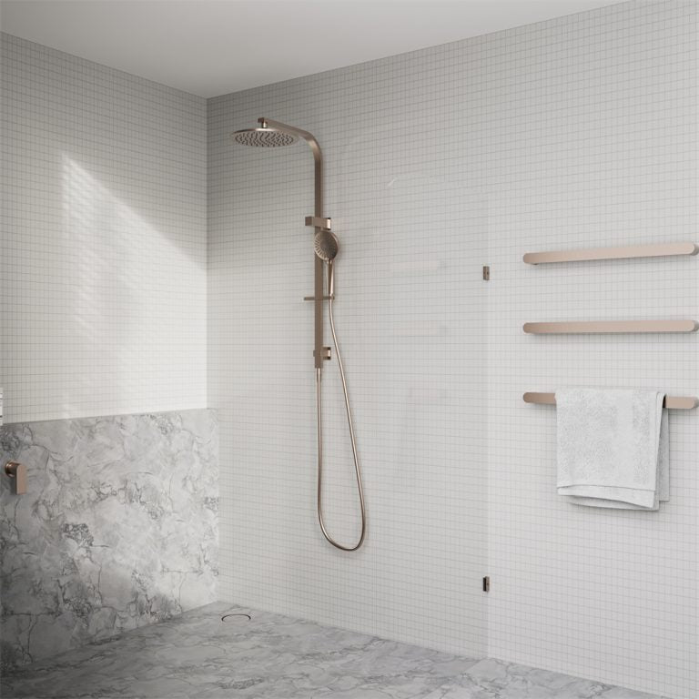 NERO BIANCA SINGLE HEATED TOWEL RAIL BRUSHED BRONZE 632MM