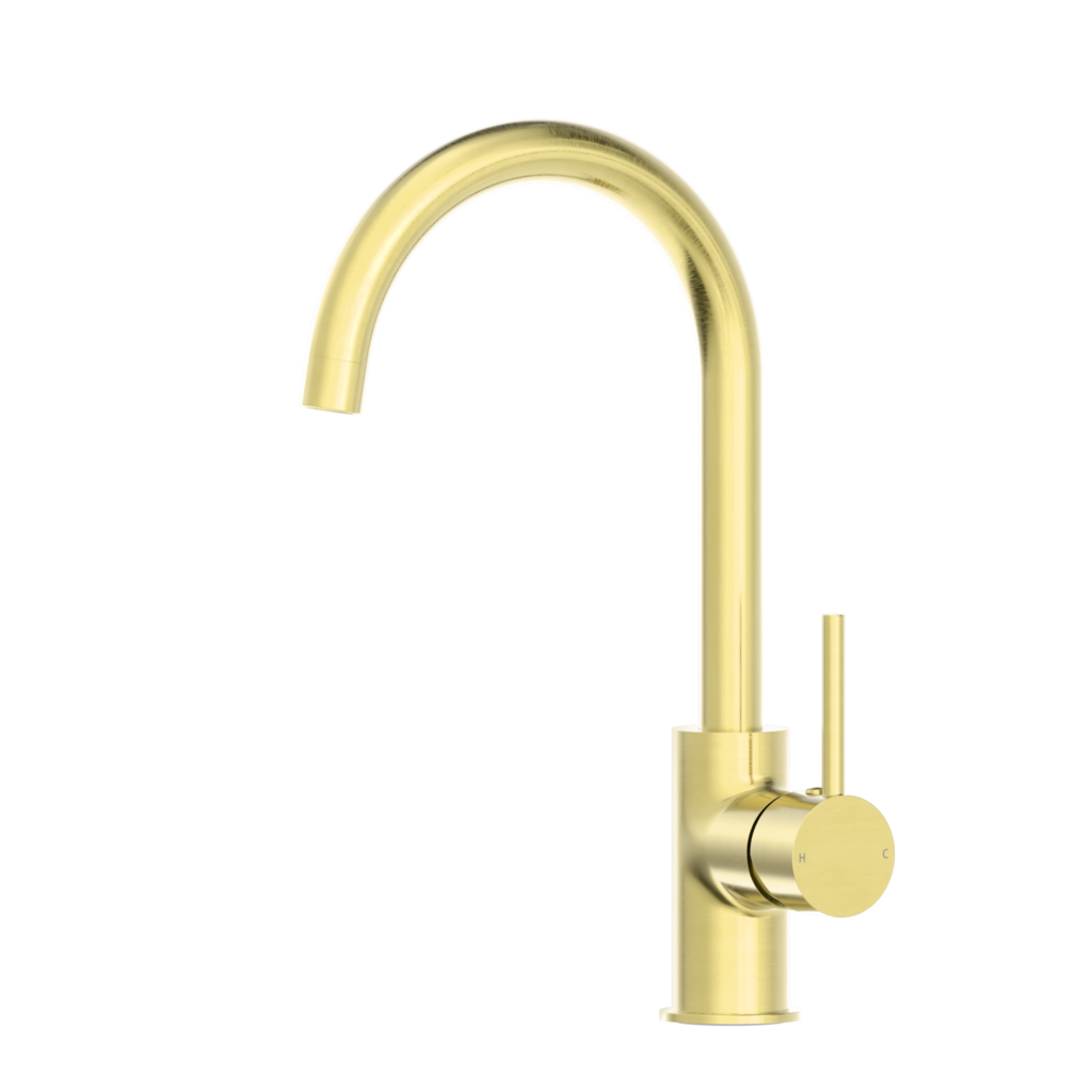 NERO DOLCE KITCHEN MIXER GOOSENECK 340MM BRUSHED GOLD