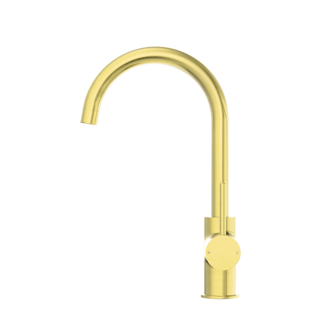 NERO DOLCE KITCHEN MIXER GOOSENECK 340MM BRUSHED GOLD
