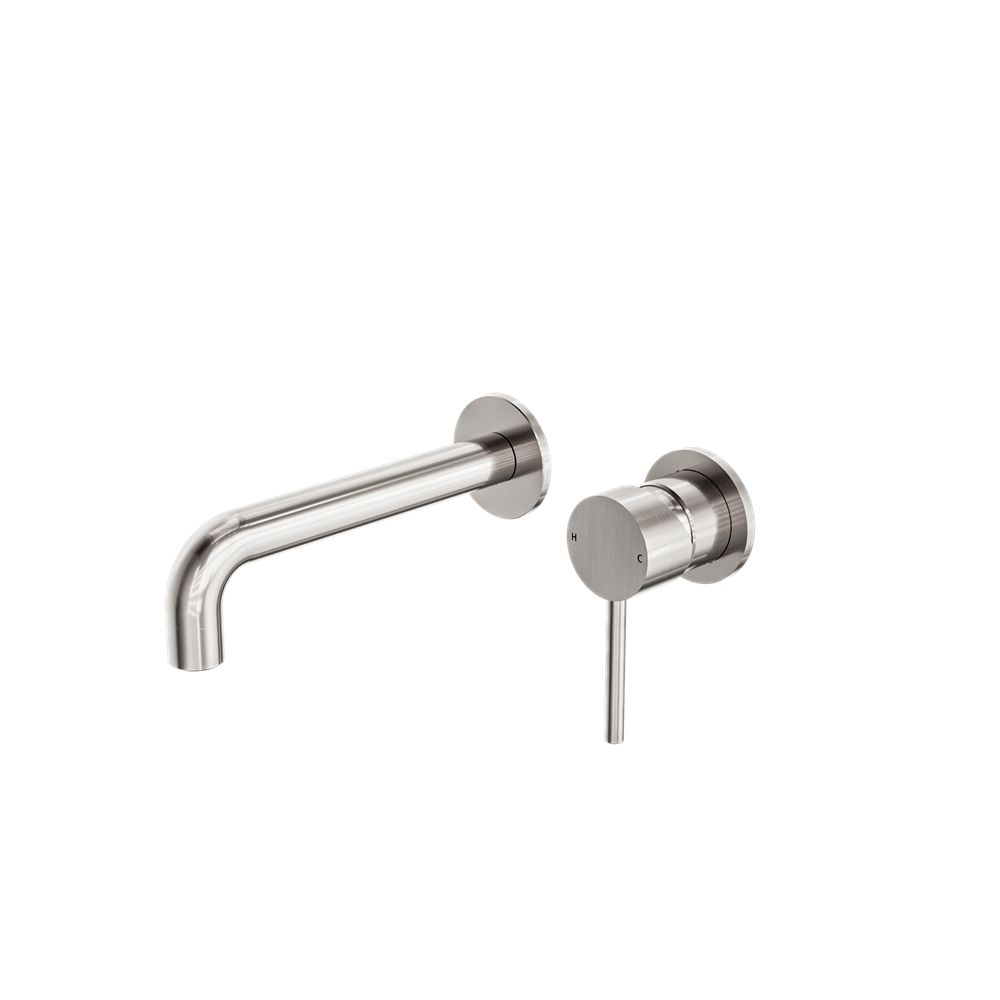 NERO DOLCE LEAD FREE WALL BASIN/BATH MIXER WITH SEPARATE BACK PLATE 198MM BRUSHED NICKEL