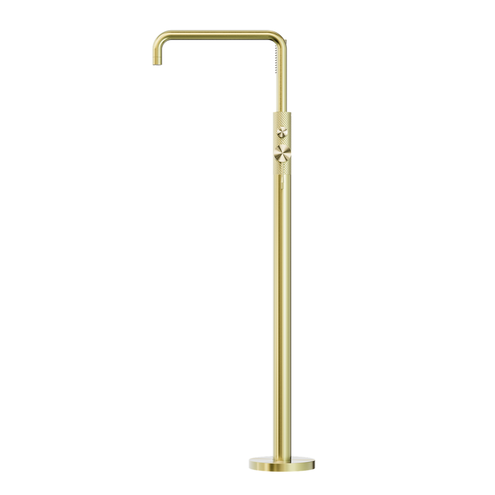 NERO OPAL FREESTANDING BATH MIXER WITH HAND SHOWER 1055MM BRUSHED GOLD