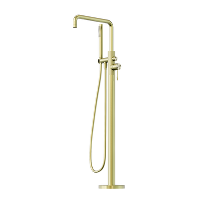 NERO OPAL FREESTANDING BATH MIXER WITH HAND SHOWER 1055MM BRUSHED GOLD