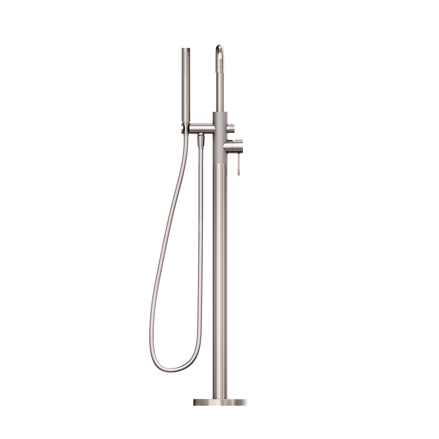 NERO OPAL FREESTANDING BATH MIXER WITH HAND SHOWER 1055MM BRUSHED NICKEL