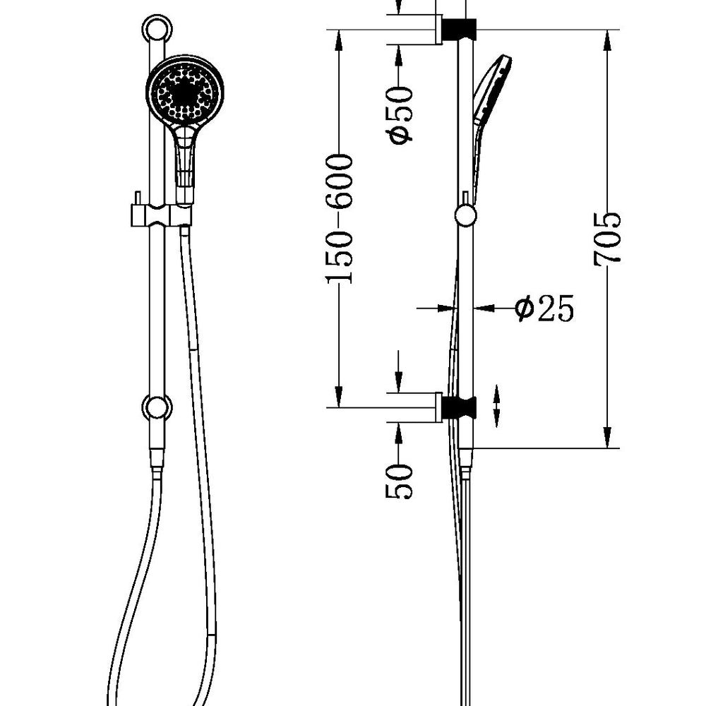 NERO OPAL SHOWER RAIL WITH AIR SHOWER II GRAPHITE