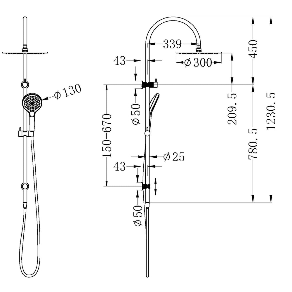 NERO OPAL TWIN SHOWER WITH AIR SHOWER II GRAPHITE