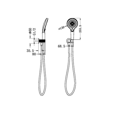 NERO OPAL SHOWER ON BRACKET GRAPHITE