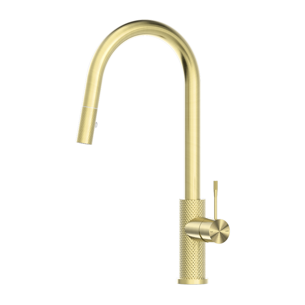 NERO OPAL PULL OUT SINK MIXER 452MM BRUSHED GOLD