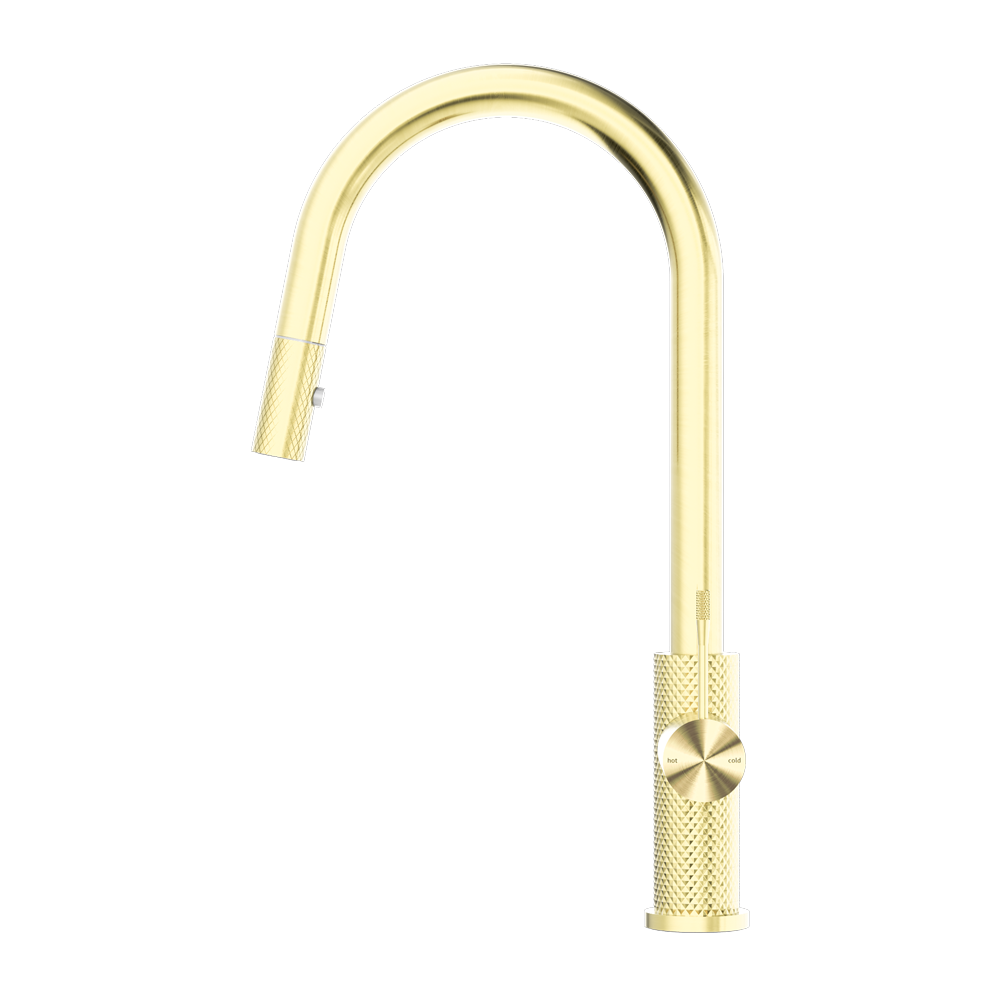 NERO OPAL PULL OUT SINK MIXER 452MM BRUSHED GOLD