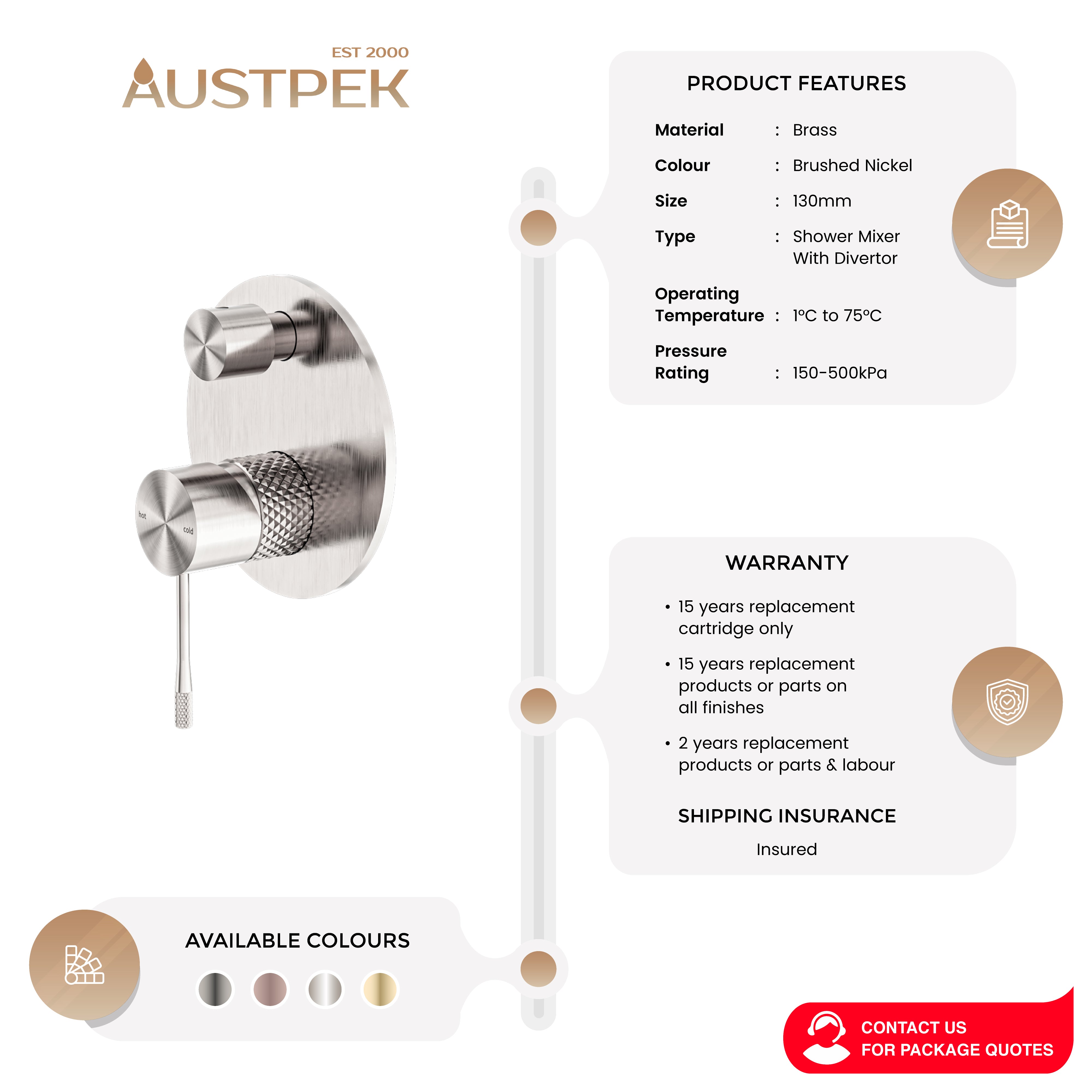 NERO OPAL SHOWER MIXER DIVERTER BRUSHED NICKEL