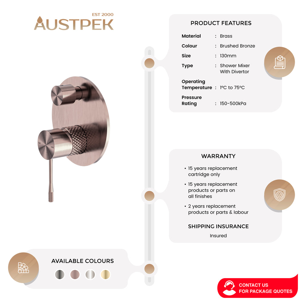 NERO OPAL SHOWER MIXER DIVERTER BRUSHED BRONZE