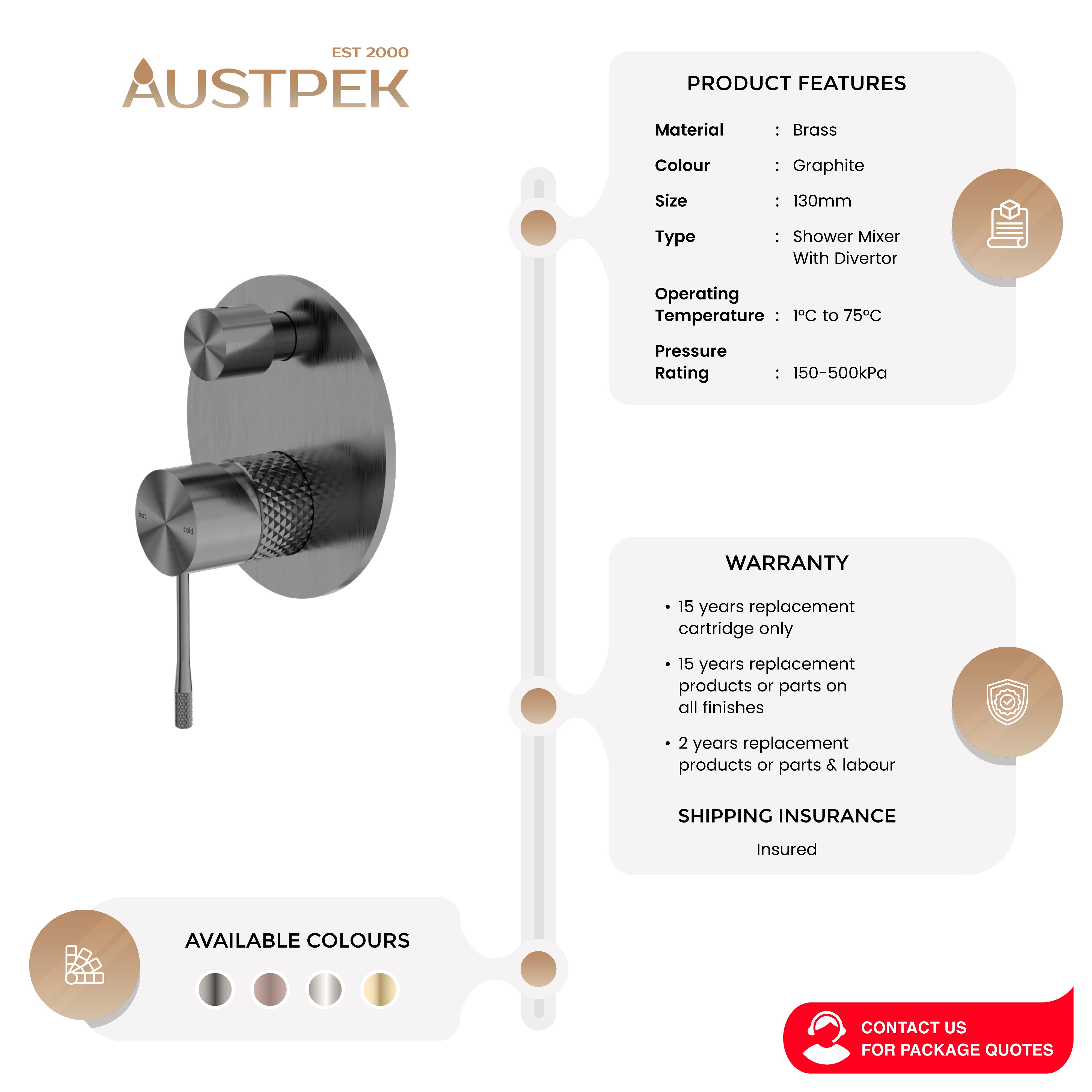 NERO OPAL SHOWER MIXER DIVERTER GRAPHITE