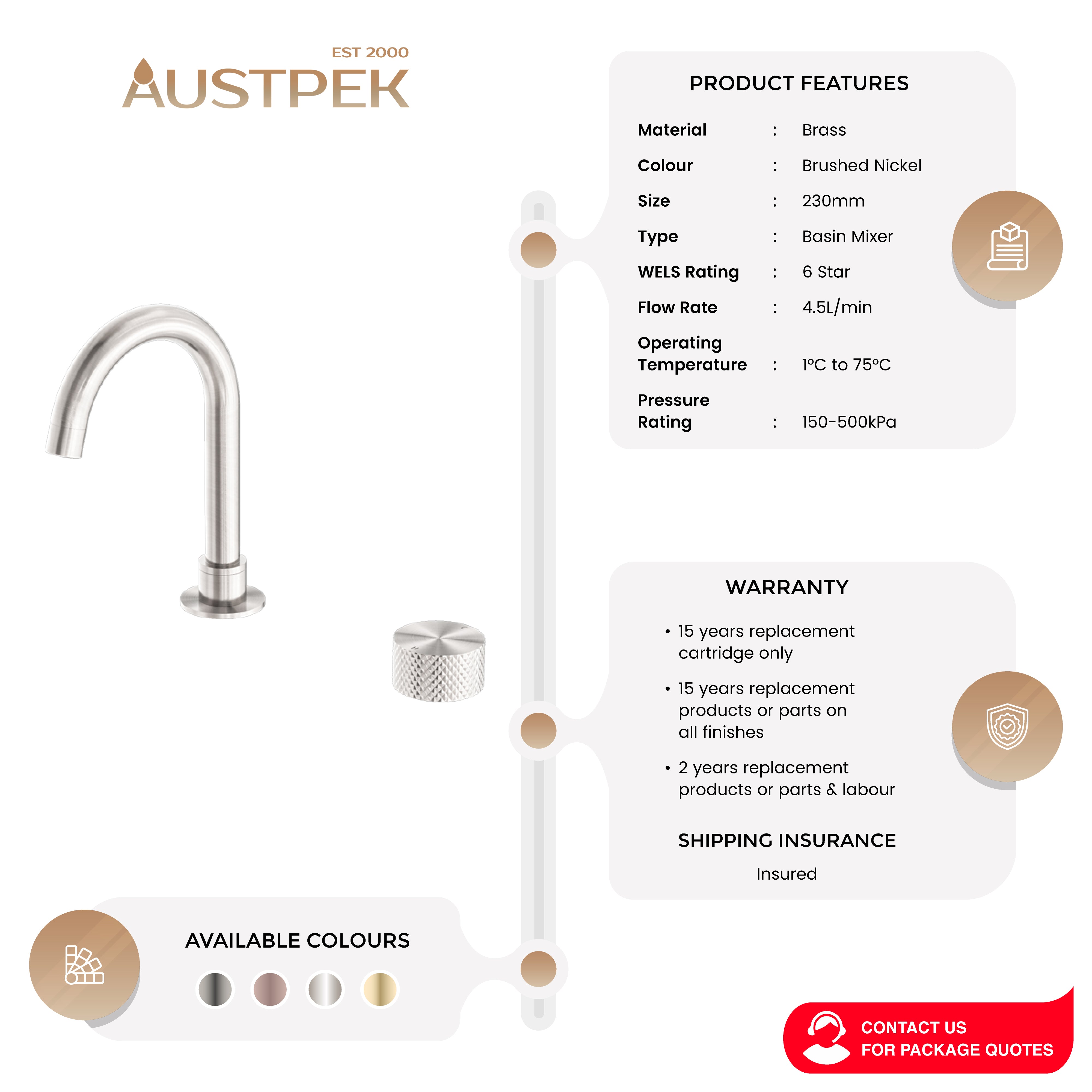 NERO OPAL PROGRESSIVE BASIN SET 230MM BRUSHED NICKEL