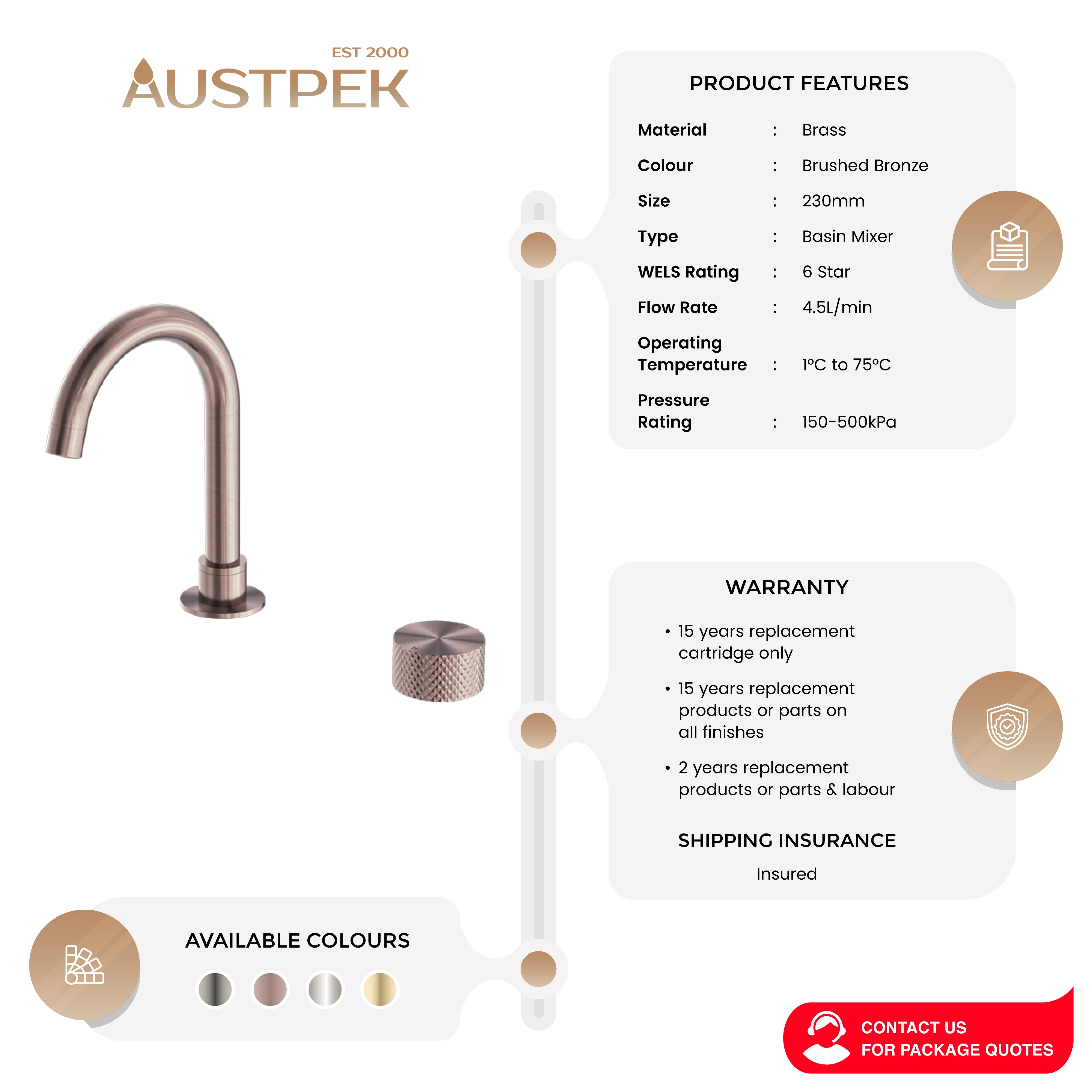 NERO OPAL PROGRESSIVE BASIN SET 230MM BRUSHED BRONZE