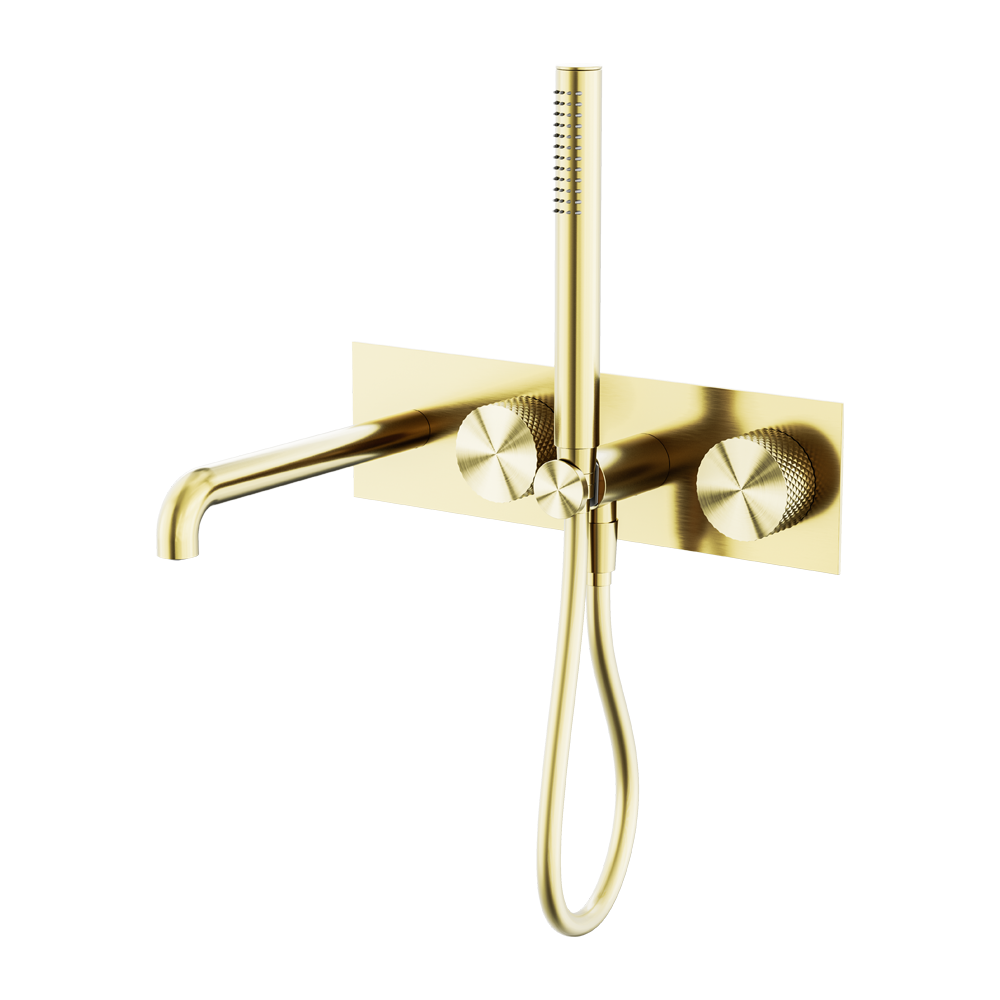 NERO OPAL PROGRESSIVE SHOWER SYSTEM WITH SPOUT BRUSHED GOLD (AVAILABLE IN 230MM AND 250MM)
