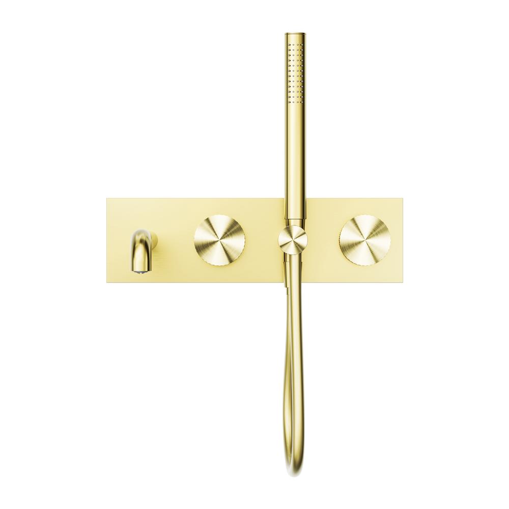 NERO OPAL PROGRESSIVE SHOWER SYSTEM WITH SPOUT BRUSHED GOLD (AVAILABLE IN 230MM AND 250MM)