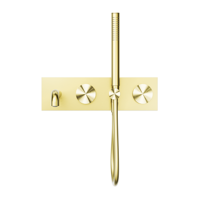 NERO OPAL PROGRESSIVE SHOWER SYSTEM WITH SPOUT BRUSHED GOLD (AVAILABLE IN 230MM AND 250MM)