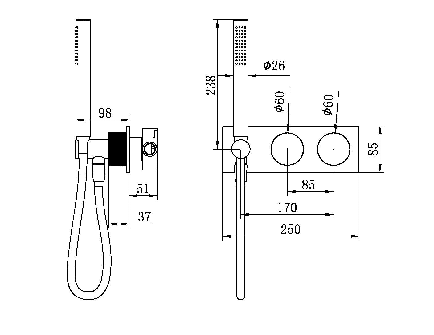 NERO OPAL PROGRESSIVE SHOWER SYSTEM 238MM BRUSHED NICKEL