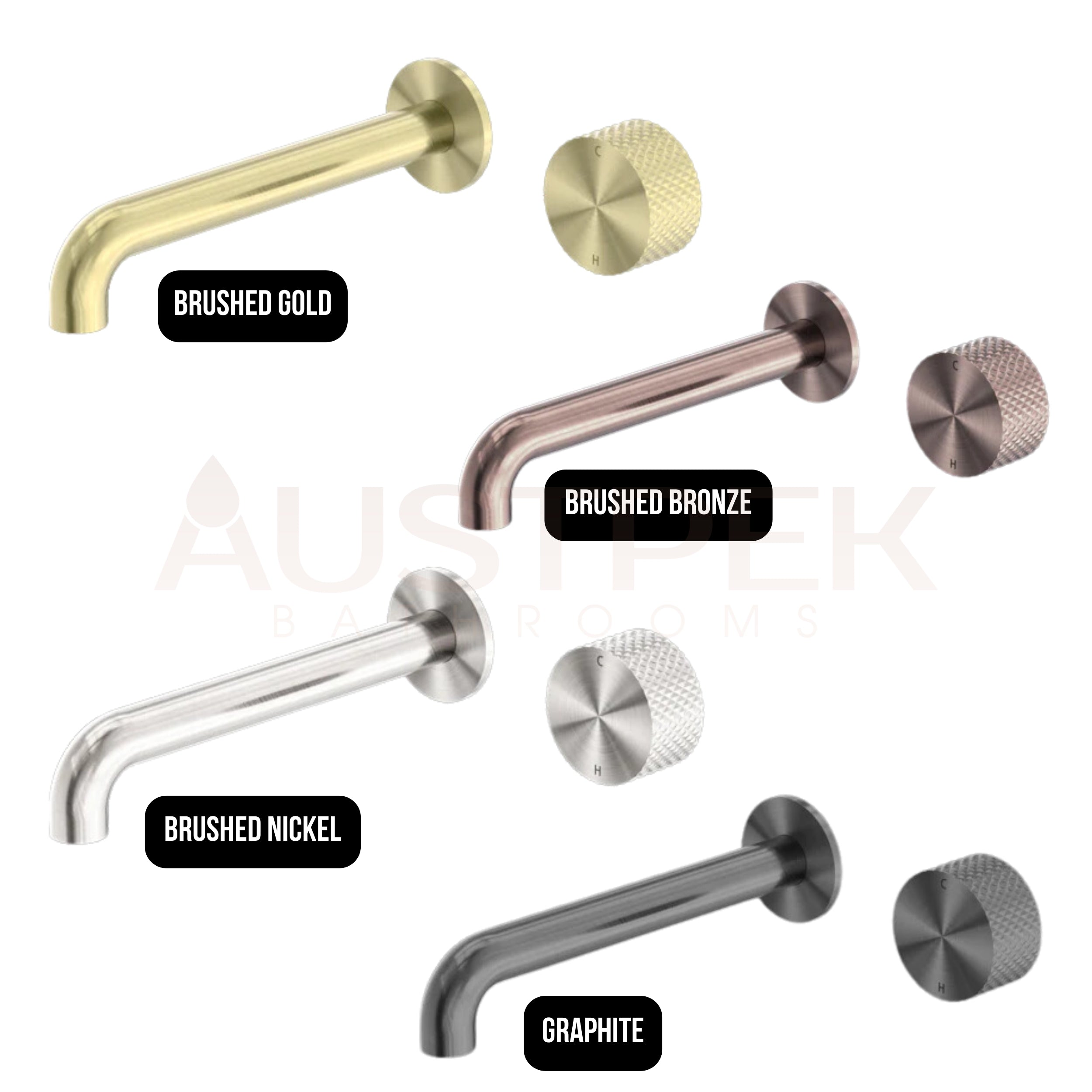 NERO OPAL PROGRESSIVE WALL BASIN / BATH SET BRUSHED BRONZE (AVAILABLE IN 120MM, 160MM, 185MM, 230MM AND 260MM)