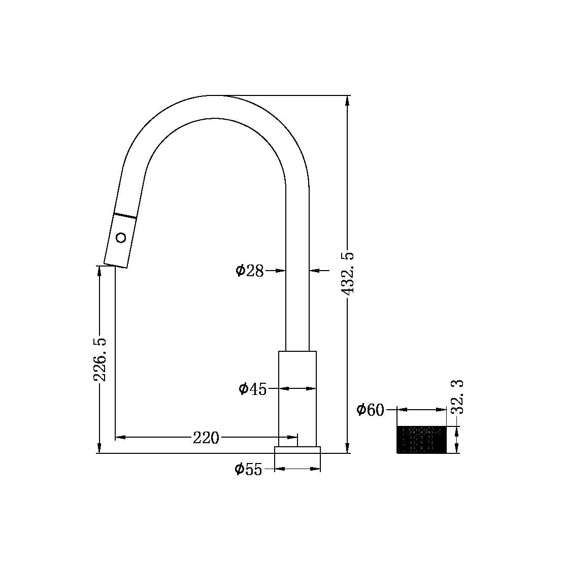 NERO OPAL PROGRESSIVE PULL OUT KITCHEN SET 432MM BRUSHED GOLD