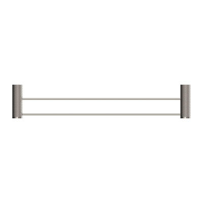 NERO OPAL NON-HEATED DOUBLE TOWEL RAIL BRUSHED NICKEL (AVAILABLE IN 600MM AND 800MM)