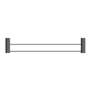 NERO OPAL NON-HEATED DOUBLE TOWEL RAIL GRAPHITE (AVAILABLE IN 600MM AND 800MM)