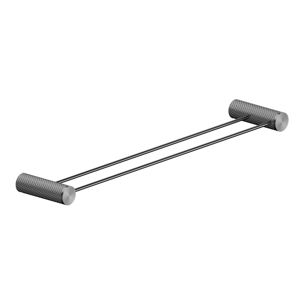 NERO OPAL NON-HEATED DOUBLE TOWEL RAIL GRAPHITE (AVAILABLE IN 600MM AND 800MM)