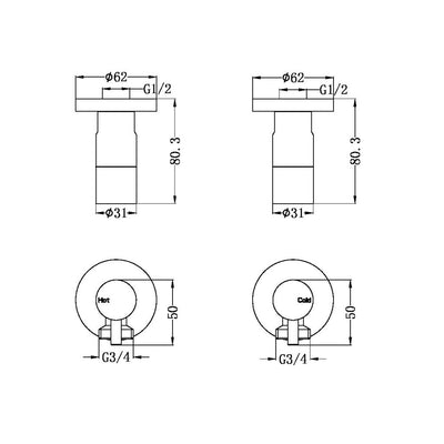NERO WASHING MACHINE TAP SET GRAPHITE