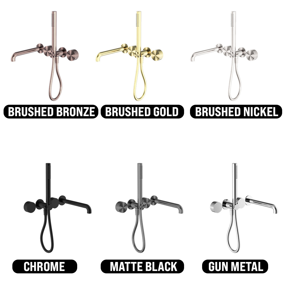 NERO KARA PROGRESSIVE SHOWER SYSTEM SEPARATE PLATE WITH SPOUT GUN METAL (AVAILABLE IN 230MM AND 250MM)