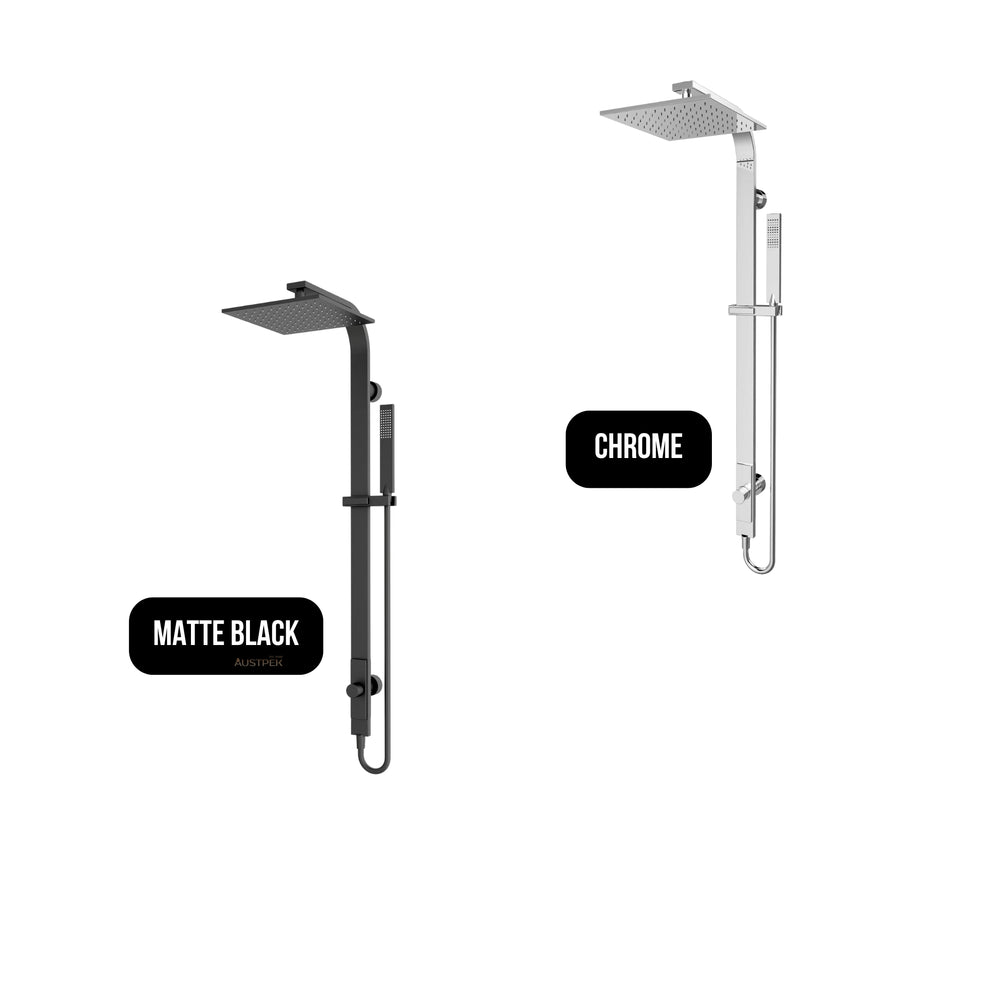 NERO ASTRA RAIN SQUARE TWIN SHOWER WITH SINGLE HOSE 869MM CHROME