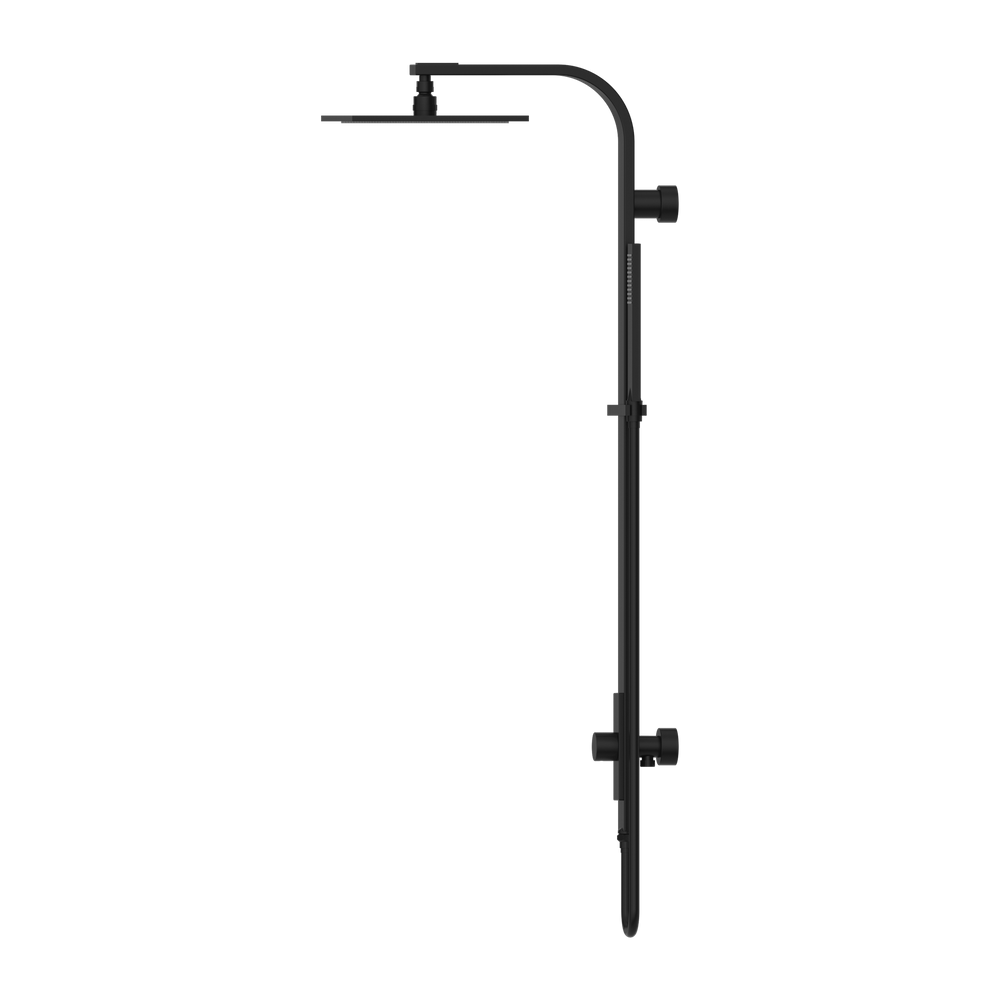 NERO ASTRA RAIN SQUARE TWIN SHOWER WITH SINGLE HOSE 869MM MATTE BLACK