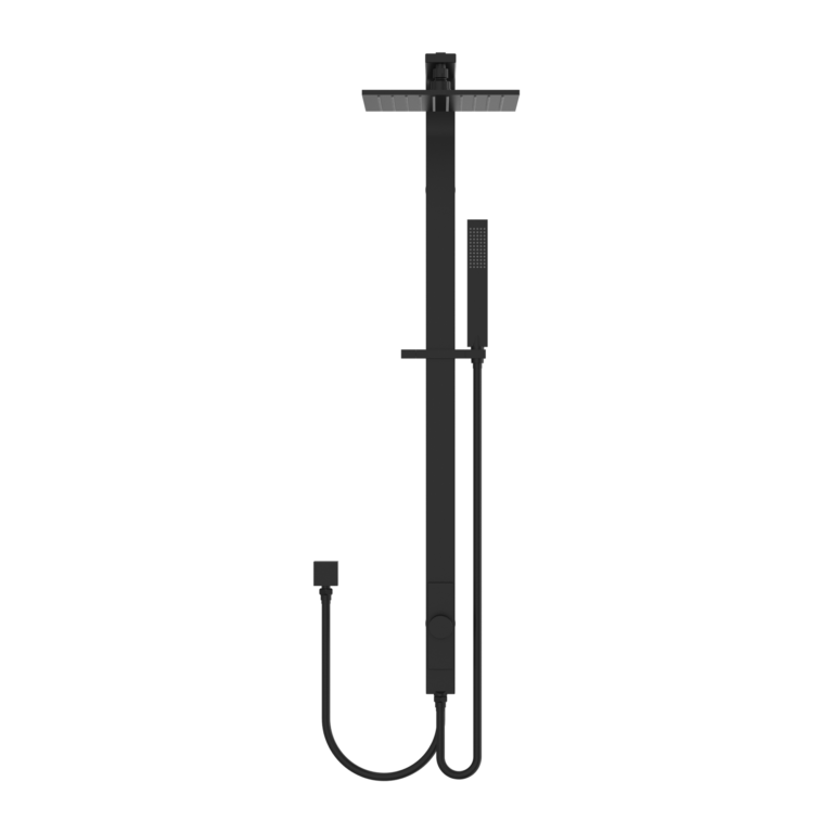 NERO ASTRA RAIN SQUARE TWIN SHOWER WITH DOUBLE HOSE 869MM MATTE BLACK