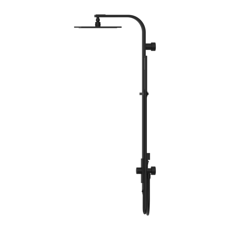 NERO ASTRA RAIN SQUARE TWIN SHOWER WITH DOUBLE HOSE MATTE BLACK