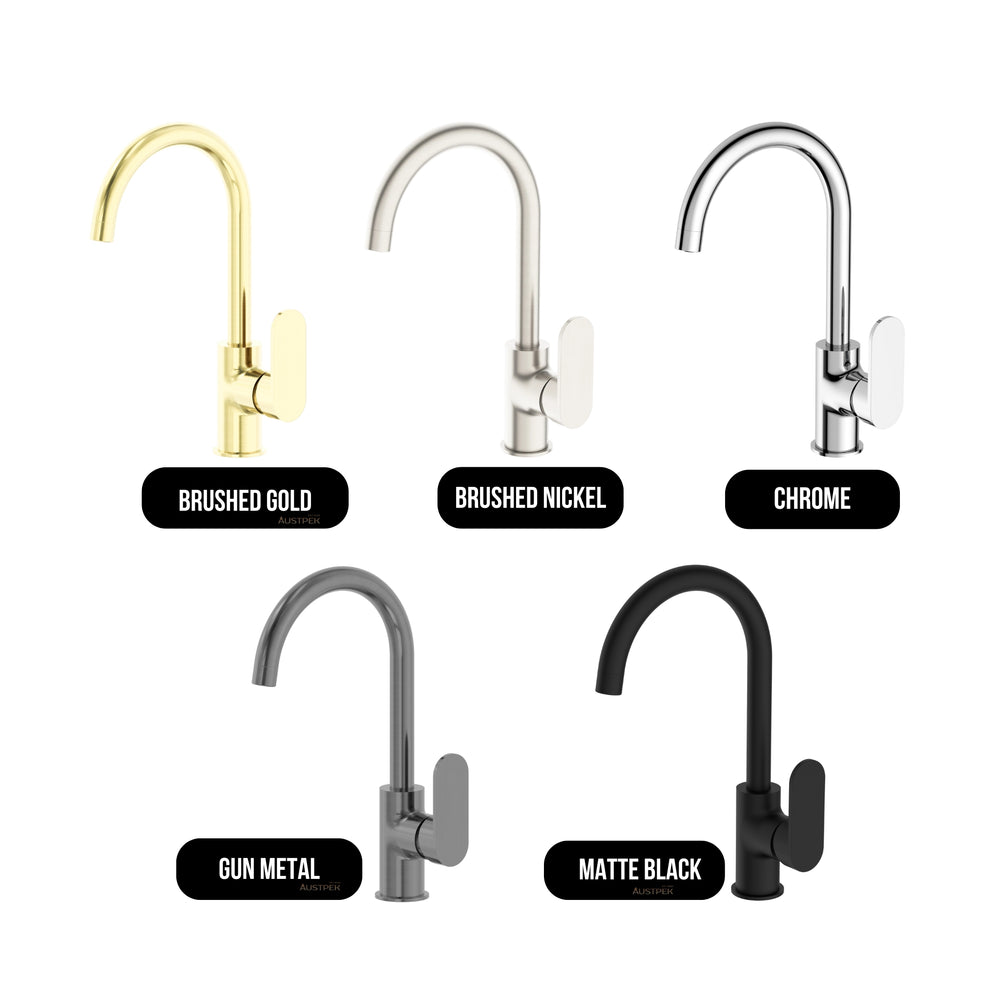 NERO ECCO KITCHEN MIXER 340MM BRUSHED GOLD