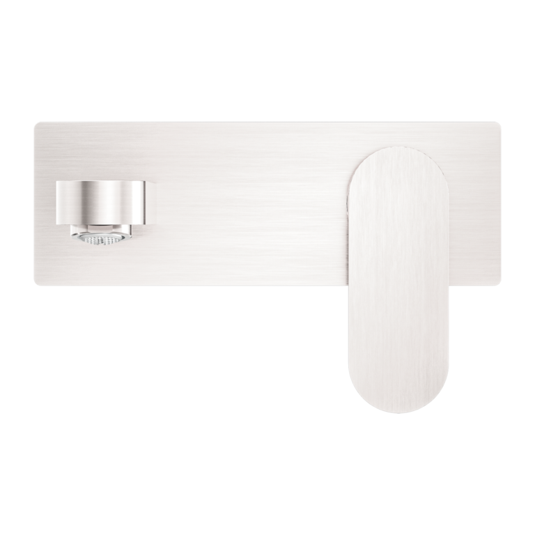 NERO ECCO WALL BASIN/BATH MIXER 206MM BRUSHED NICKEL