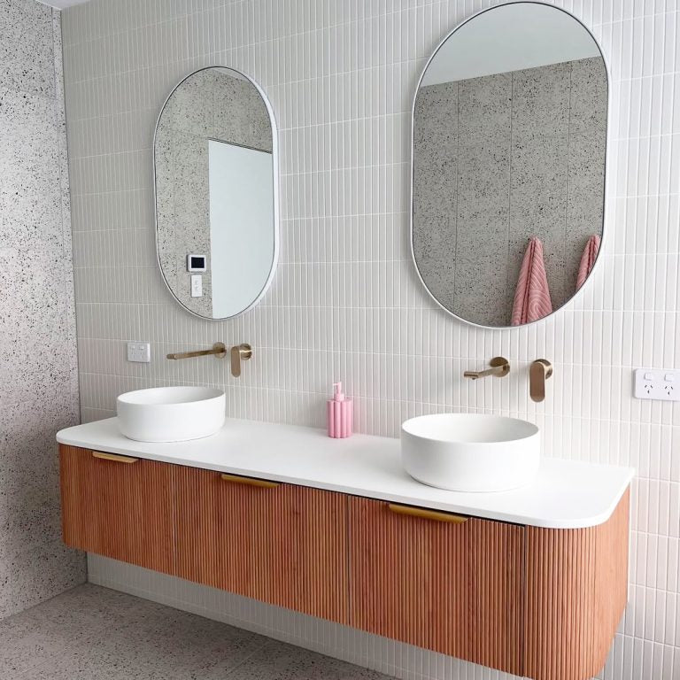 NERO ECCO WALL BASIN/BATH MIXER WITH SEPARATE BACK PLATE 206MM BRUSHED GOLD