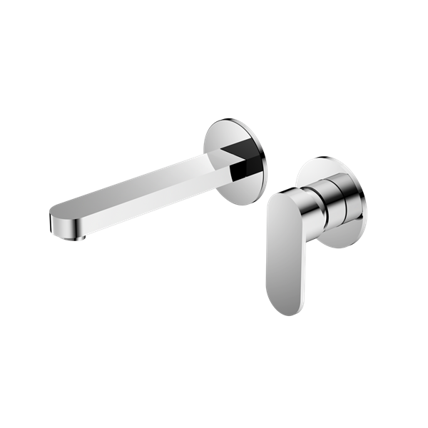 NERO ECCO WALL BASIN/BATH MIXER WITH SEPARATE BACK PLATE 206MM CHROME