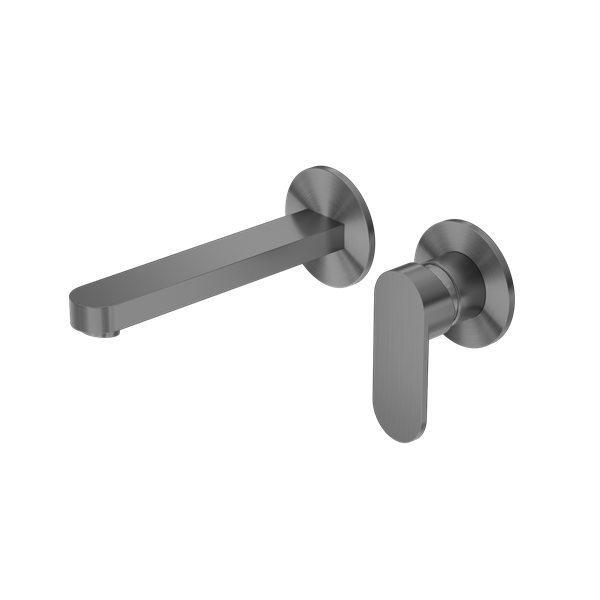 NERO ECCO WALL BASIN/BATH MIXER WITH SEPARATE BACK PLATE 206MM GUN METAL