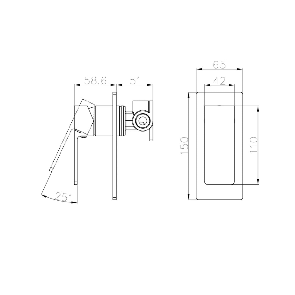 NERO CELIA SHOWER MIXER RECTANGULAR BACKPLATE 150MM BRUSHED NICKEL