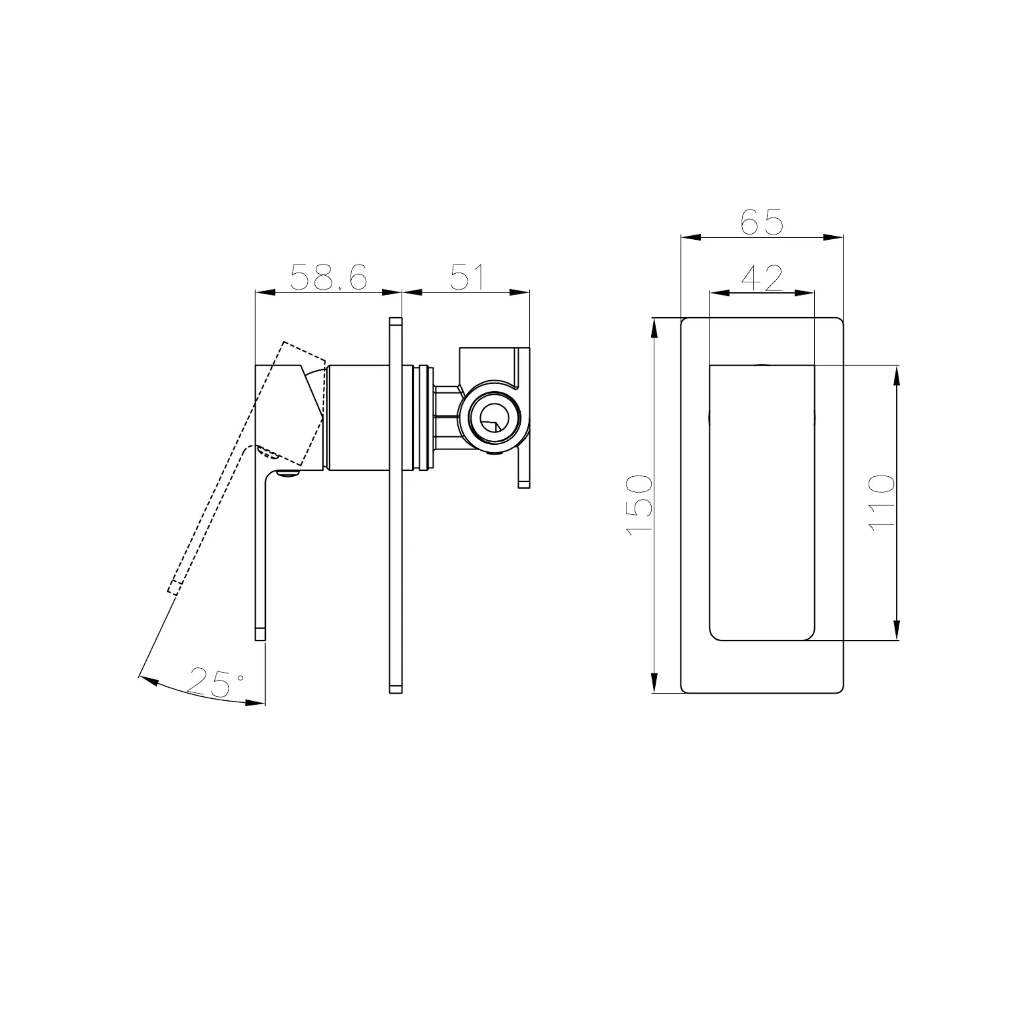 NERO CELIA SHOWER MIXER RECTANGULAR BACKPLATE 150MM CHROME