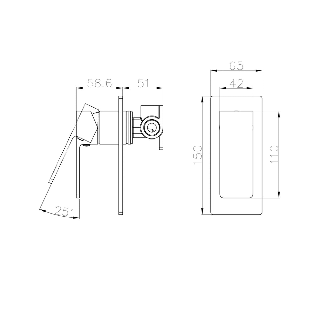 NERO CELIA SHOWER MIXER RECTANGULAR BACKPLATE 150MM MATTE BLACK