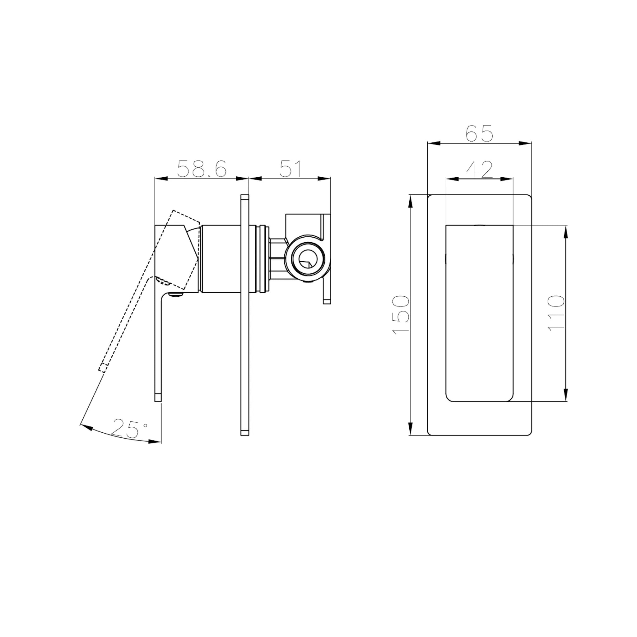 NERO CELIA SHOWER MIXER RECTANGULAR BACKPLATE 150MM MATTE BLACK