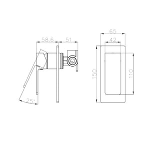 NERO CELIA SHOWER MIXER RECTANGULAR BACKPLATE 150MM MATTE BLACK