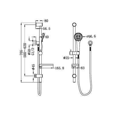 NERO BUILDER BUDGET SHOWER RAIL 705MM CHROME
