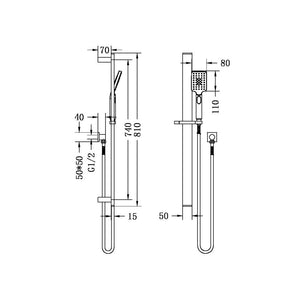 NERO CELIA NEW SHOWER RAIL 810MM BRUSHED NICKEL