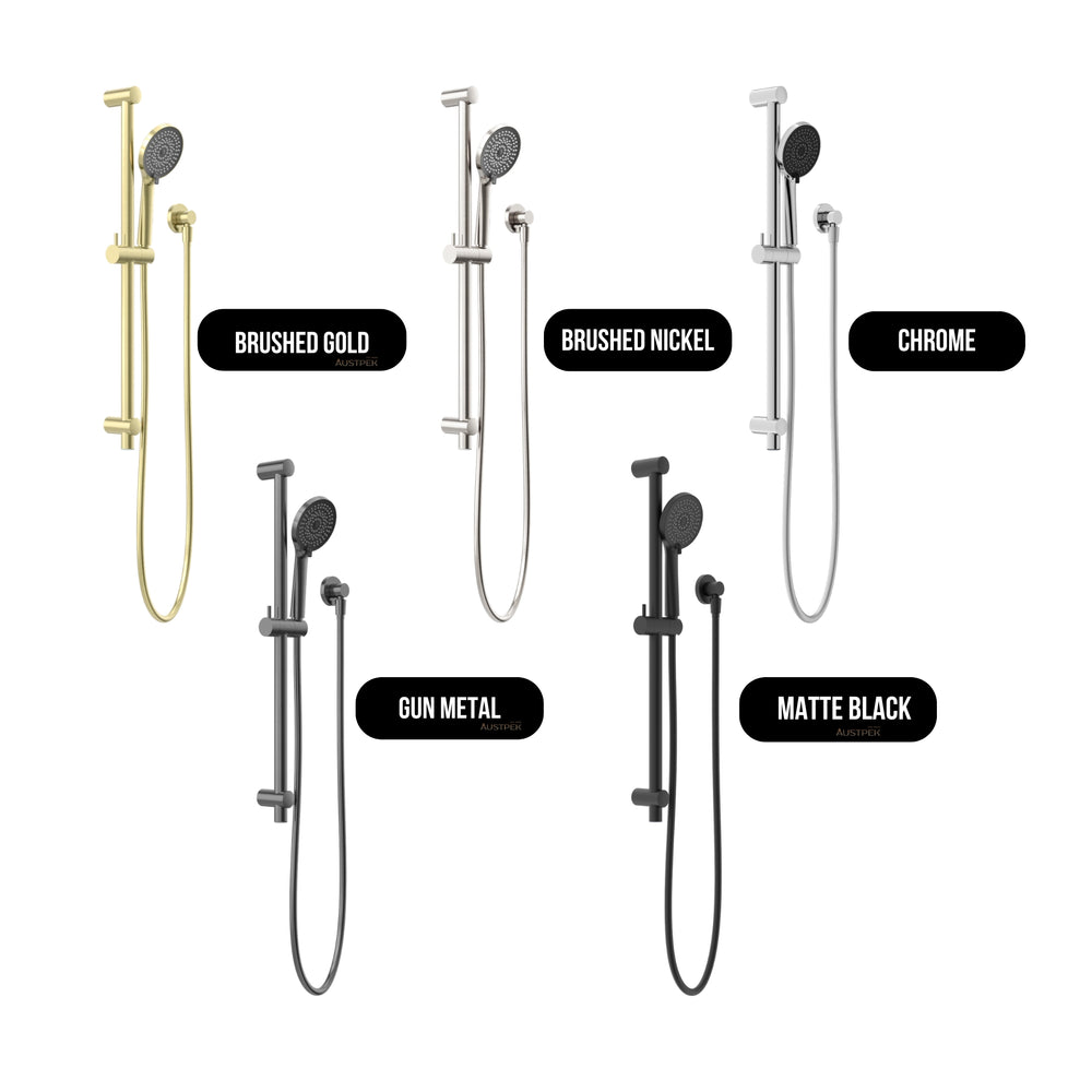 NERO ROUND METAL PROJECT SHOWER RAIL 692MM BRUSHED NICKEL