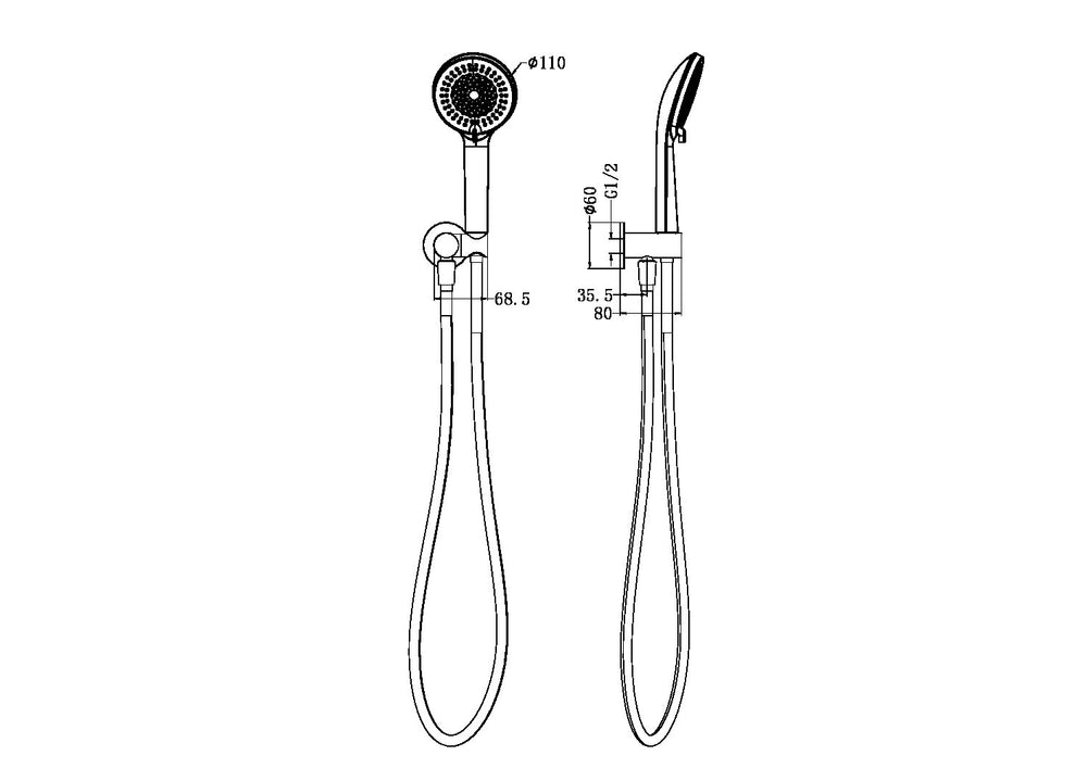 NERO PROJECT ROUND SHOWER ON BRACKET 110MM CHROME